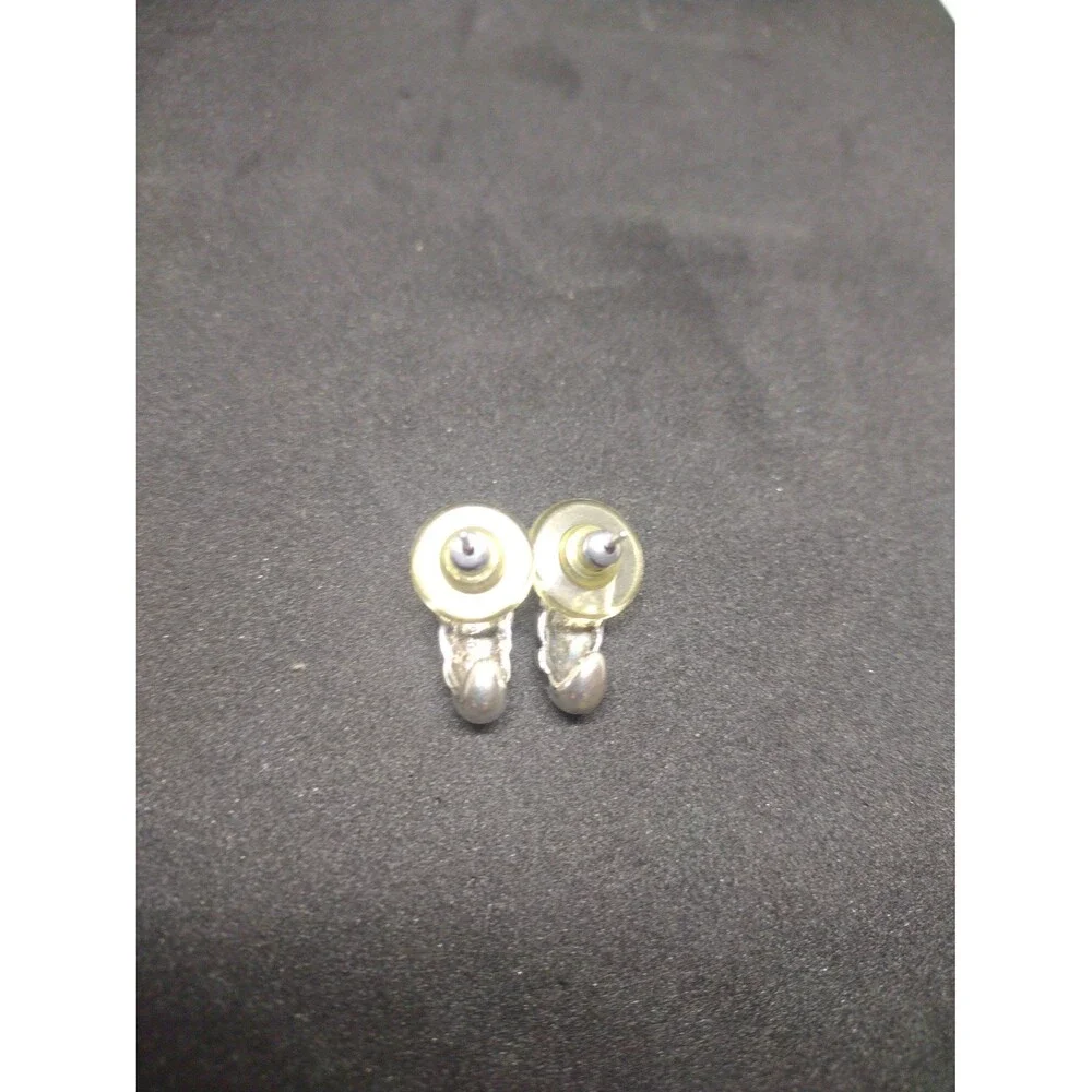 Vintage Sterling Silver Ridged Puffy Dangle Earrings